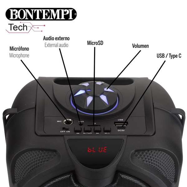 Color Baby Altavoz Karaoke con Micrófono, Luces y Cargador USB 80W