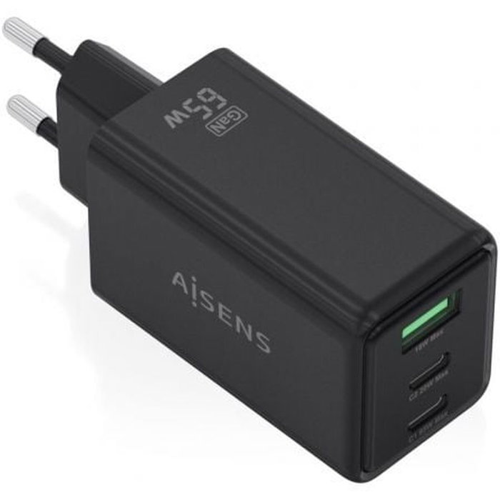 AISENS Cargador GaN 65W con 2xUSB-C y 1xUSB-A, Negro AISENS Cargador GaN 65W con 2xUSB-C y 1xUSB-A, Negro