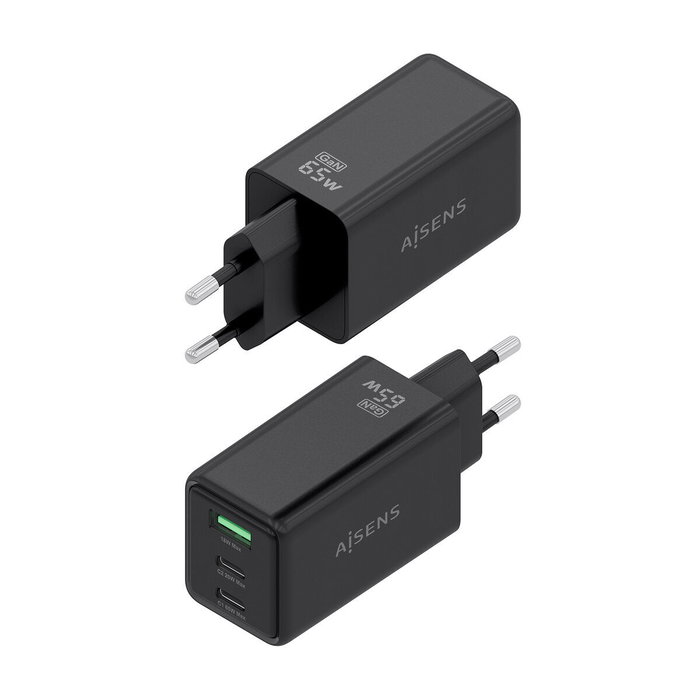 AISENS Cargador GaN 65W con 2xUSB-C y 1xUSB-A, Negro AISENS Cargador GaN 65W con 2xUSB-C y 1xUSB-A, Negro