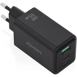 Aisens Cargador Pared GaN ASCH-65W3P073-BK 65W 2xUSB-C 1xUSB-A Negro