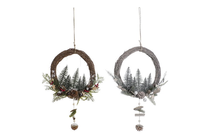 DKD Home Decor Decoracion Colgante Navidad Alpina Multicolor 11 x 65 x 40 cm (2 Unidades)