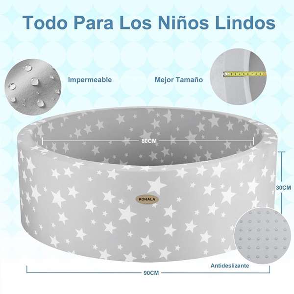 Ociotrends Piscina de Bolas para Niños con 100 Bolas 90x90x30 cm