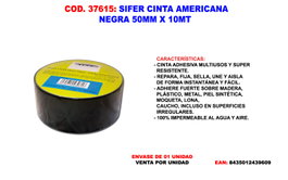 SIFER Cinta Americana Negra 50mm x 10 mt