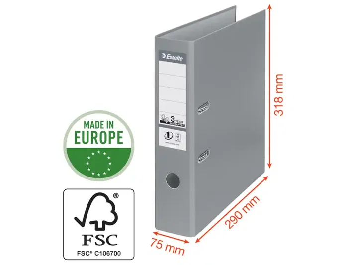 Esselte Archivador de palanca N1, Cartón Forrado, DIN A4, Lomo 75 mm, Color Azul