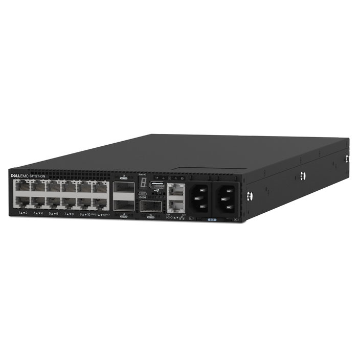 DELL EMC Switch S4112T 12 x 10GBaseT 3 x 100GbE QSFP28 IO to FAN 2 x AC PSU OS10 DELL EMC Switch S4112T 12 x 10GBaseT 3 x 100GbE QSFP28 IO to FAN 2 x AC PSU OS10