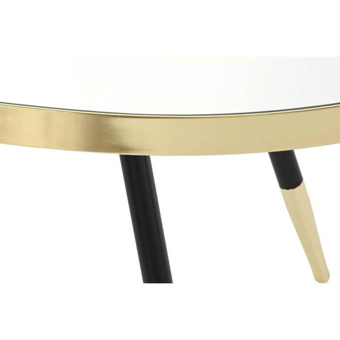 DKD Home Decor Mesa de Centro de Acero y Espejo Dorado