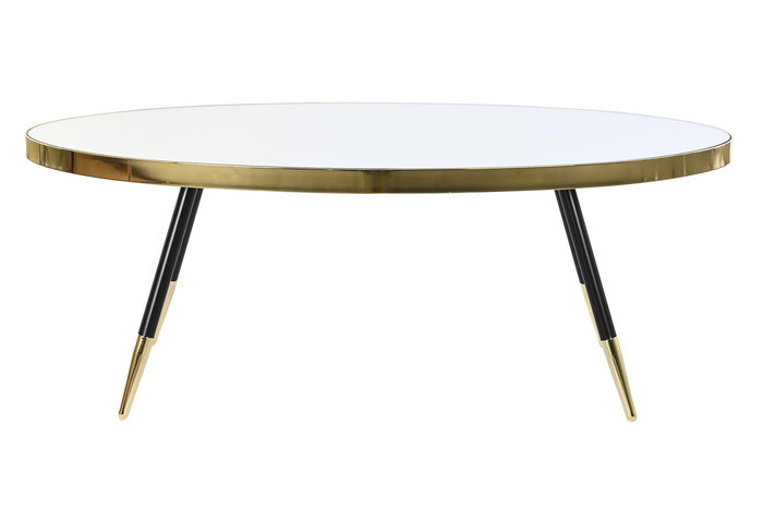 DKD Home Decor Mesa de Centro Urban 110x50x41.5 cm Acero y Espejo Dorado Negro