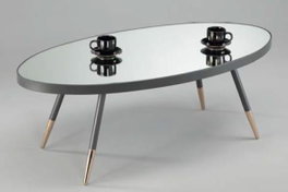 DKD Home Decor Mesa de Centro Urban 110x50x41.5 cm Acero y Espejo Dorado Negro