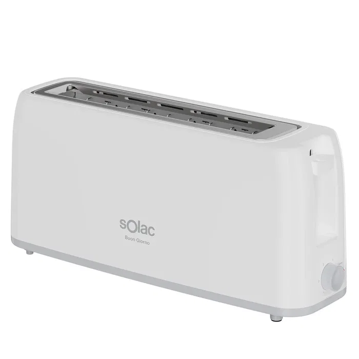 Solac Tostadora Buon Giorno, Modelo TL5418 (S96006300), Tostador de 1 Ranura Larga para 2 Rebanadas, 800 W, 6 Niveles de Tostado, Blanco