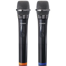 Lenco MCW-020BK Set de 2 Micrófonos Inalámbricos y Receptor Negro