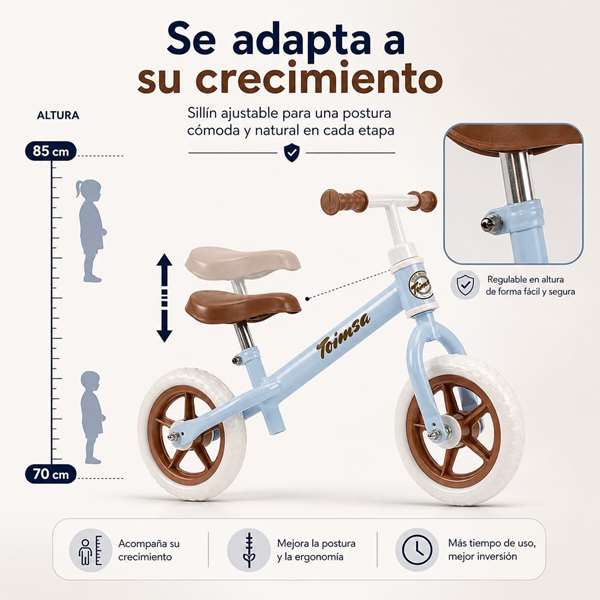 Toimsa Bicicleta sin Pedales 10" Azul Vintage (2-3 años)