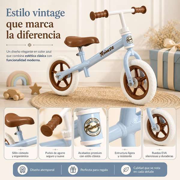 Toimsa Bicicleta sin Pedales 10" Azul Vintage (2-3 años)