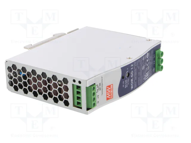 MEAN WELL WDR-60-12 Fuente de alimentación de impulso de 60W, 12VDC, 5A