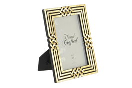 DKD Home Decor Marco de Fotos 13x18 en Resina Dorado