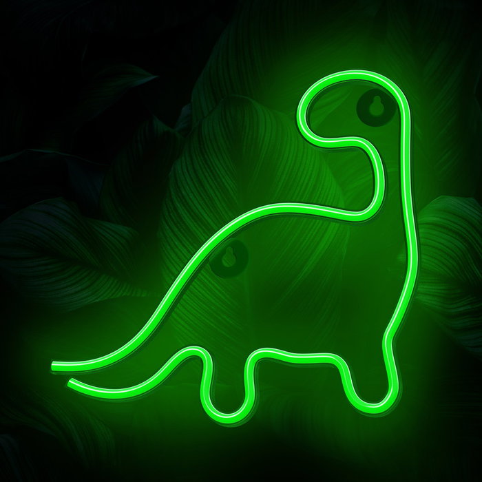Forever Lampara de Neón LED Dinosaurio Verde - Luz Decorativa para Habitación, Salón, Bar o Restaurante - Alimentación USB