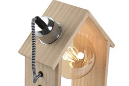 DKD Home Decor Lámpara Sobremesa Marron Plateado Madera Pino 18 x 25 x 10 cm