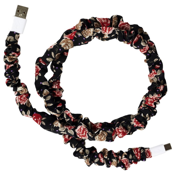 Be Mix Cable USB Tipo C Carga Rápida 3A con Recubrimiento de Tela Estampada Floral 1 Metro