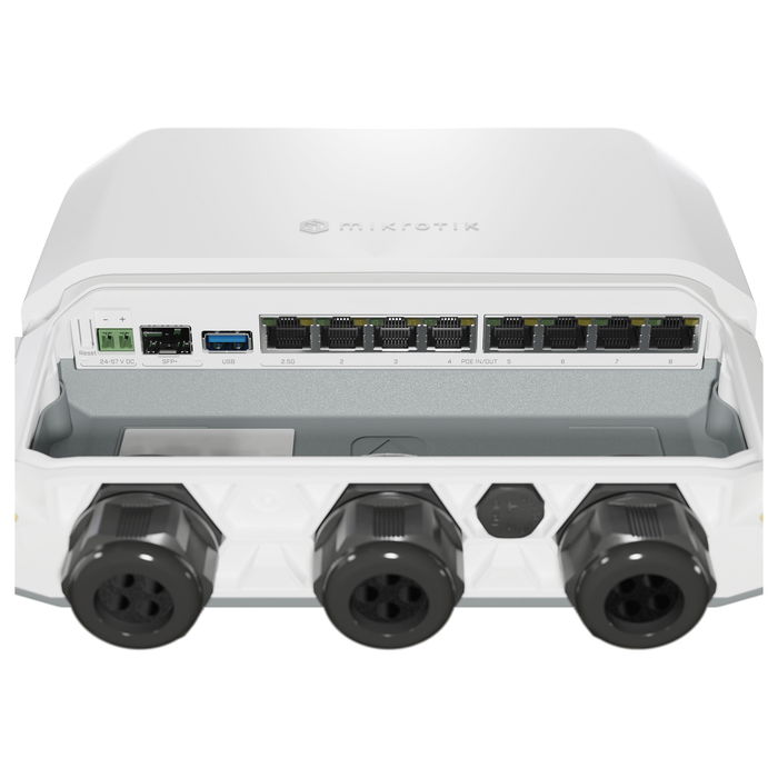 Mikrotik RB5009UPr+S+OUT - Router con 8 Puertos PoE, 2.5 Gigabit, 1 SFP+, Blanco - RouterOS