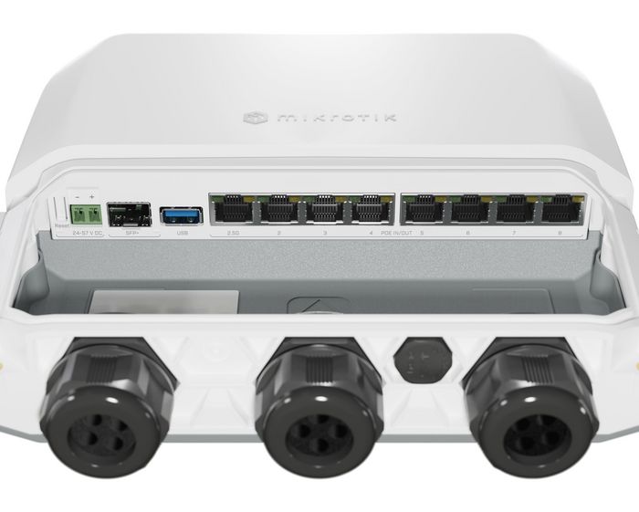 MikroTik RB5009UPr+S+OUT Router Blanco con 2.5G y Gigabit Ethernet