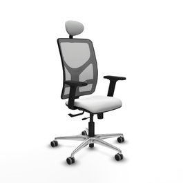 PIQUERAS Y CRESPO Silla de oficina Motilla con mecanismo Sincro/Traslack, Blanco y Gris