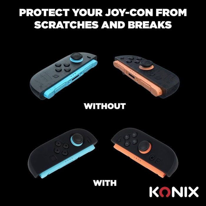 Konix Funda protectora para mandos Joy-Con - Nintendo Switch - Silicona - Negra