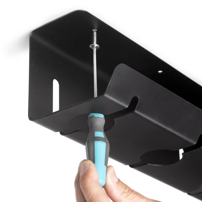 Emuca Lote de 2 bandejas organizadoras de cables para debajo de la mesa, Largo 430 mm, Acero, Pintado negro