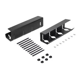 Emuca Lote de 2 bandejas organizadoras de cables para debajo de la mesa, Largo 430 mm, Acero, Pintado negro