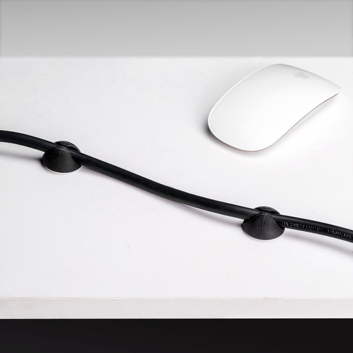 Emuca Lote de 2 bandejas organizadoras de cables para debajo de la mesa, Largo 430 mm, Acero, Pintado negro