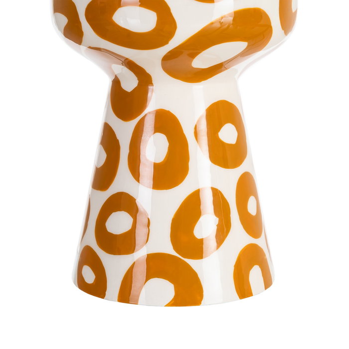 Jarrón Blanco-Mostaza Metal Decoración 11 X 11 X 28 cm