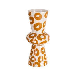 Jarrón Blanco-Mostaza Metal Decoración 11 X 11 X 28 cm