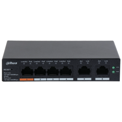 Dahua Technology DH-CS4006-4GT-60 Switch Gestionado L2 de 6 Puertos (4 PoE) Negro