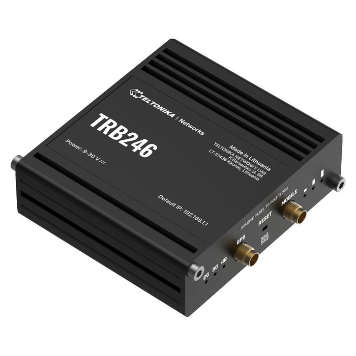 Teltonika TRB246 Gateway IoT Industrial 4G LTE Cat4 1xRJ45 100Mbps Panel Carril DIN Negro