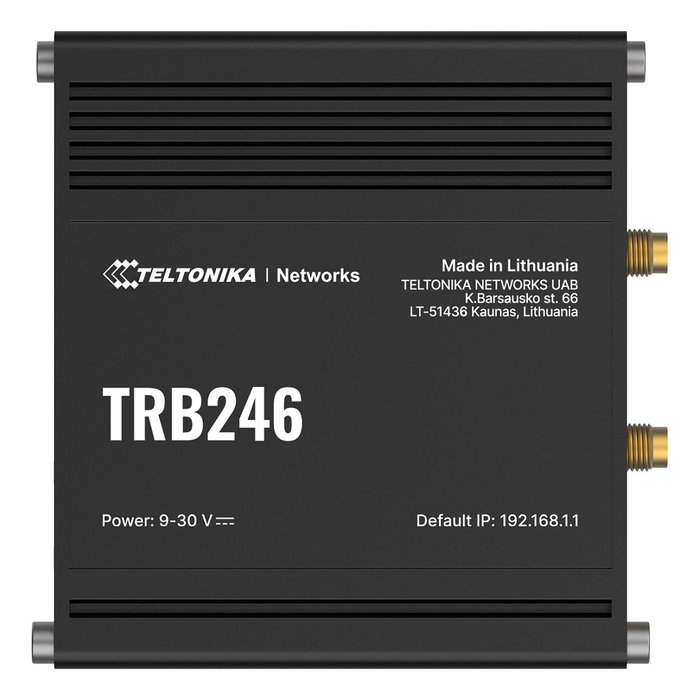 Teltonika TRB246 Gateway IoT Industrial 4G LTE Cat4 1xRJ45 100Mbps Panel Carril DIN Negro