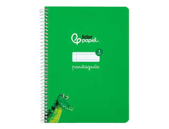 Liderpapel Cuaderno espiral A5 Pautaguía Tapa Dura 80 Hojas Papel 90gr Cuadro Pautado 3mm Verde
