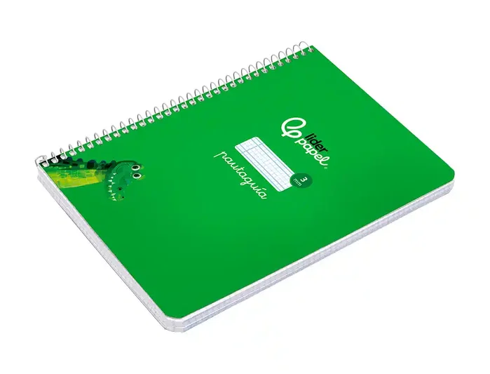 Liderpapel Cuaderno espiral A5 Pautaguía Tapa Dura 80 Hojas Papel 90gr Cuadro Pautado 3mm Verde