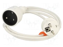 PLASTROL Prolongador de alimentación H03VV-F 3G1mm² 1,5m Blanco