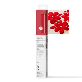 Cricut 2011773 Puff Iron-On Rollo de Vinilo de Termotransferencia Liso Reflectante, Rojo Monocromo, 305 mm
