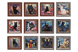 DKD Home Decor Posavasos Shabby Negro Multicolor Dolomita Corcho 11 x 11 x 0.5 cm (72 Unidades)