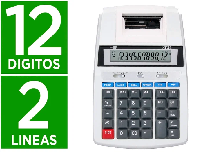 Liderpapel Calculadora Impresora 12 Dígitos Pantalla Impresión Bicolor Rollo Papel 57mm 235x155x62 mm Liderpapel Calculadora Impresora 12 Dígitos Pantalla Impresión Bicolor Rollo Papel 57mm 235x155x62 mm