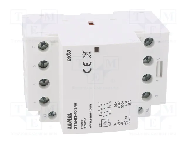 ZAMEL Contactor de Instalación Modular STM 4-Polar 63A 24VAC/24VDC