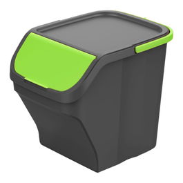 Mondex Stack'n Sort Cubo con tapa gris y verde 30 x 40 x 34 cm 25L