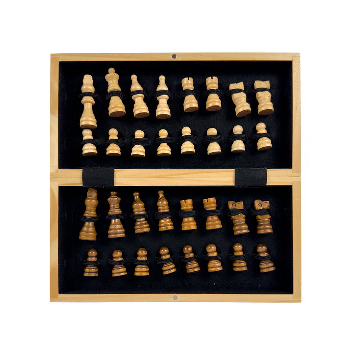 DEQUBE Ajedrez Marquetería en Madera Certificada FSC, Set de Juego D00343 con Tablero, Piezas Decorativas, Idiomas: Español, Inglés, Portugués