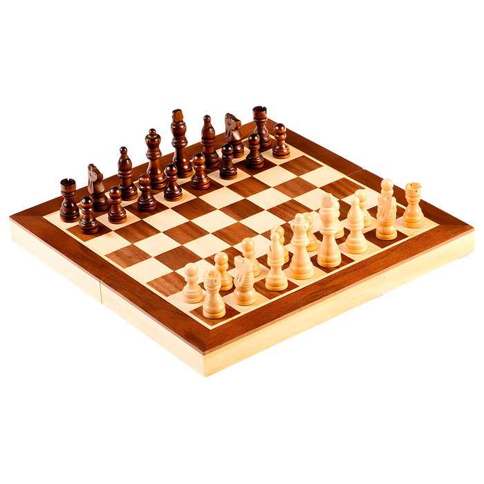 DEQUBE Ajedrez Marquetería en Madera Certificada FSC, Set de Juego D00343 con Tablero, Piezas Decorativas, Idiomas: Español, Inglés, Portugués