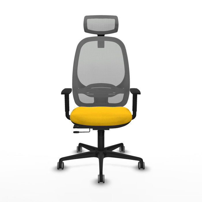 PIQUERAS Y CRESPO Silla de oficina Cilanco con mecanismo Sincro/Traslack, Tela Amarillo y Malla Gris PIQUERAS Y CRESPO Silla de oficina Cilanco con mecanismo Sincro/Traslack, Tela Amarillo y Malla Gris