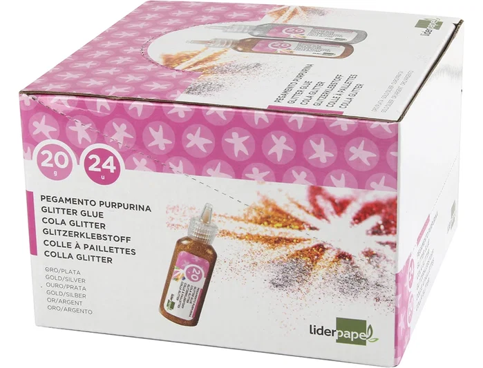 Liderpapel Purpurina con pegamento colores metálicos oro y plata 20 g