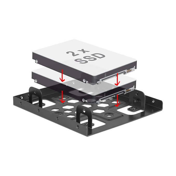 DeLOCK 21324 Marco de instalación de aluminio 2 x 2.5 pulg. a 3.5 pulg. negro DeLOCK 21324 Marco de instalación de aluminio 2 x 2.5 pulg. a 3.5 pulg. negro