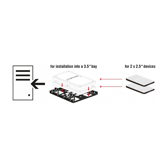 DeLOCK 21324 Marco de instalación de aluminio 2 x 2.5 pulg. a 3.5 pulg. negro DeLOCK 21324 Marco de instalación de aluminio 2 x 2.5 pulg. a 3.5 pulg. negro
