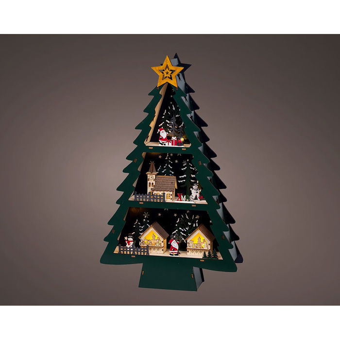 Lumineo Escena Navideña en Árbol con 10 LED Cálida y Temporizador 33x9x55 cm Uso Interior