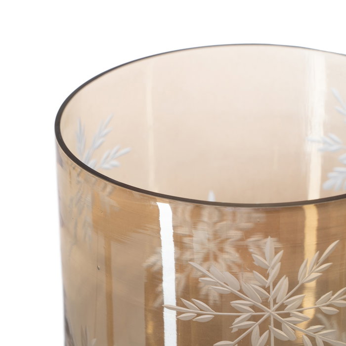 Portavelas Marrón Cristal Decoración 15 X 15 X 20 cm Portavelas Marrón Cristal Decoración 15 X 15 X 20 cm