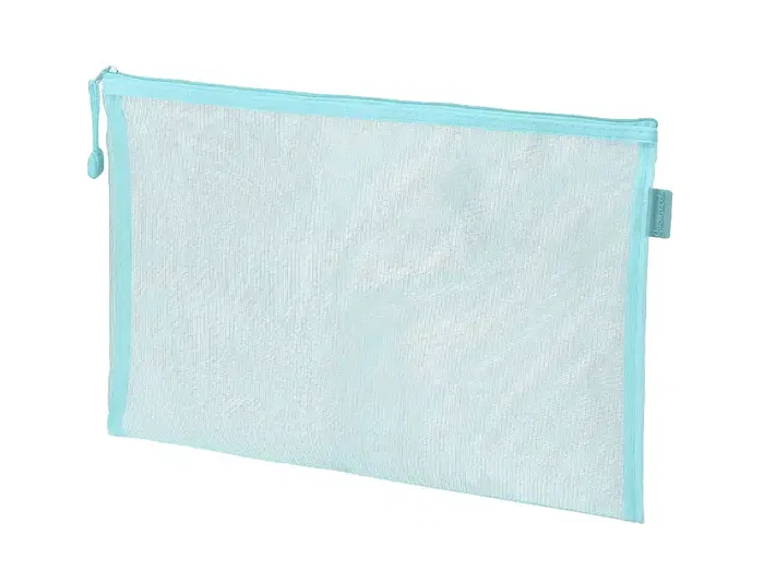 Liderpapel Bolsa Zipper Bag Poliéster Transpirable Multiusos Din A5 Azul Pastel